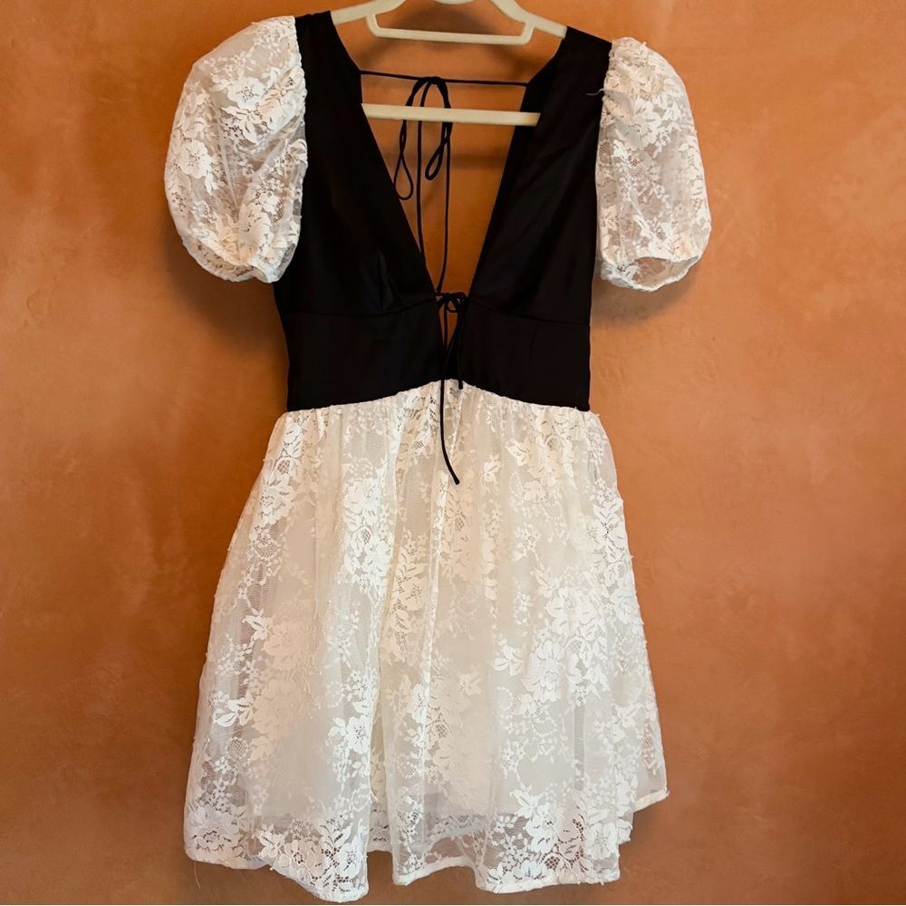 For Love & Lemons Romantic Lace Mini Dress | XS | Puff Sleeve Cottagecore